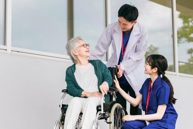 caregivers and elderly patient
